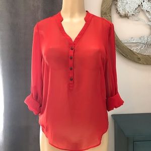 ANA Sheer Red Roll Cuff Sleeves S